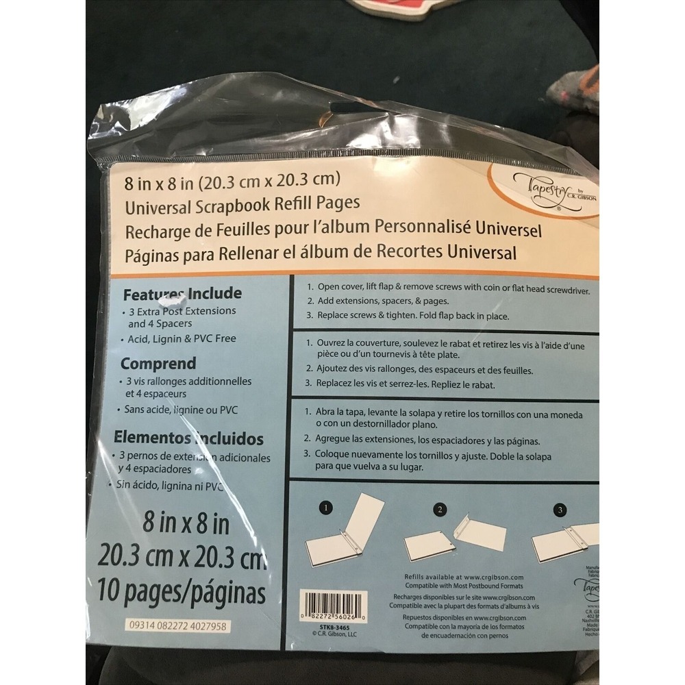 8" x 8" top load Universal Scrapbook Refill Pages Gibson Tapestry‎ 10 Pack NEW